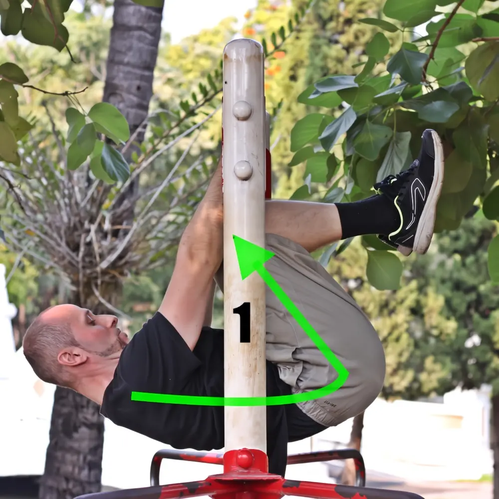 Entry-level tuck front lever progression with the knees being tucked inward and closer to the chest