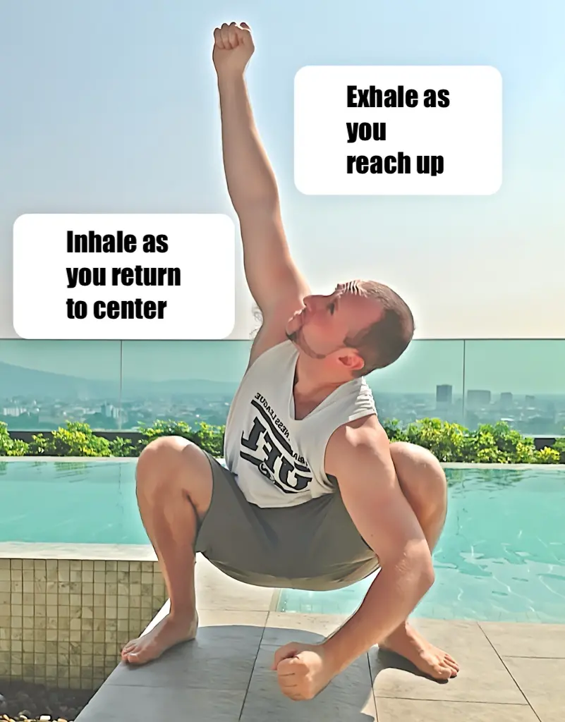 Showing the opposite combination, with the right arm up and the left arm down