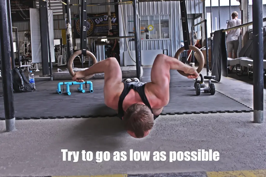 Try to go as low as possible at the bottom of the range of motion
