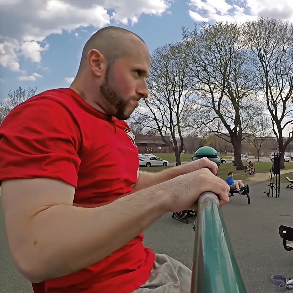 About halfway through the muscleup