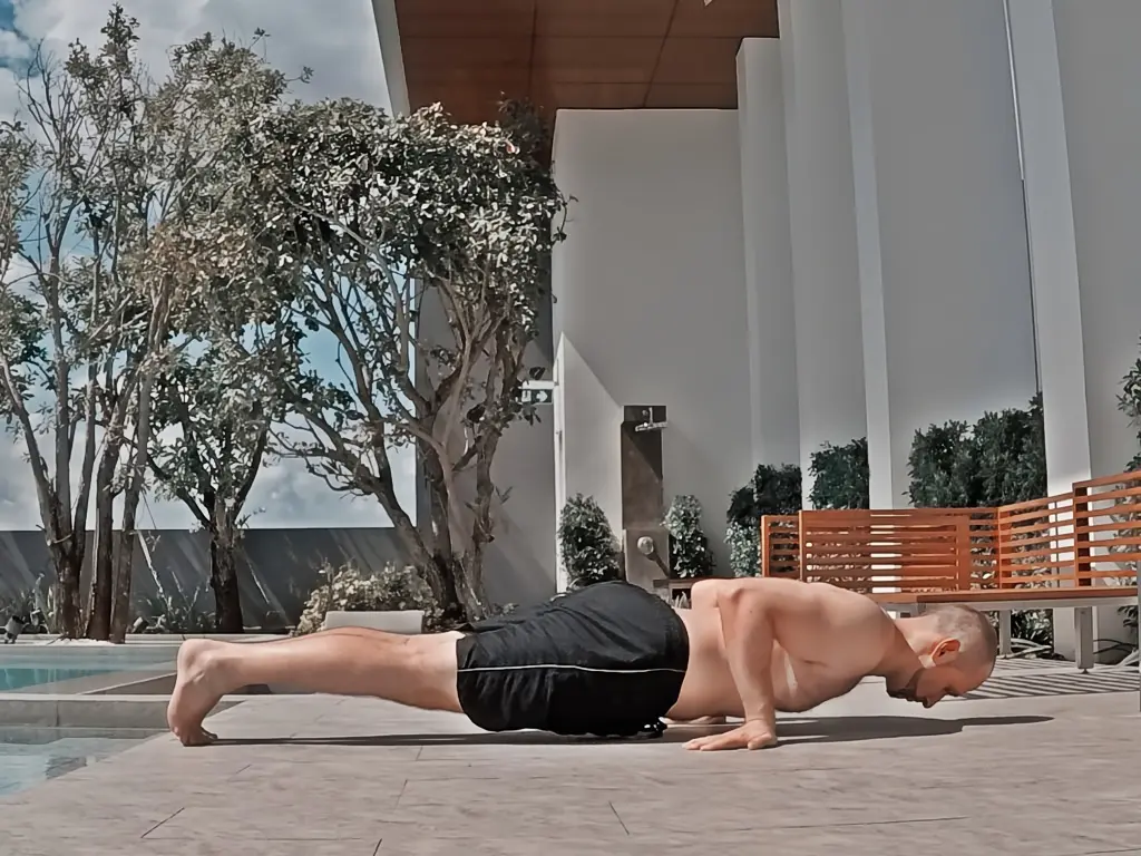Reverse pushup bottom position