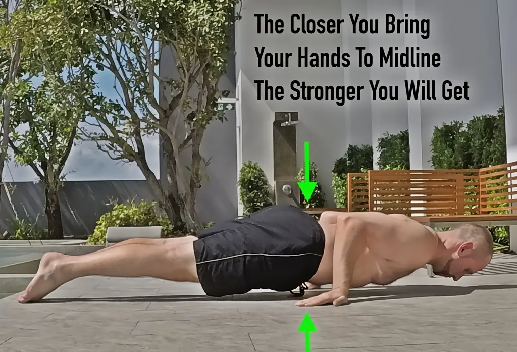 Reverse hollow body pushup bottom position