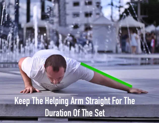 Archer pushup demonstration with right hand working